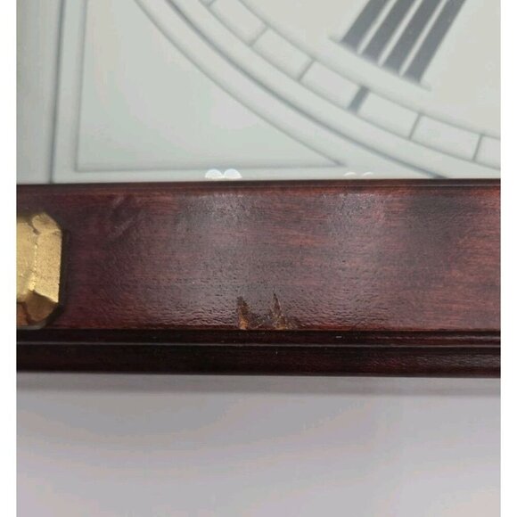 Ethan Allen Wooden Clock Brass Accents Roman Numerals Quartz Made In USA - Picture 15 of 16